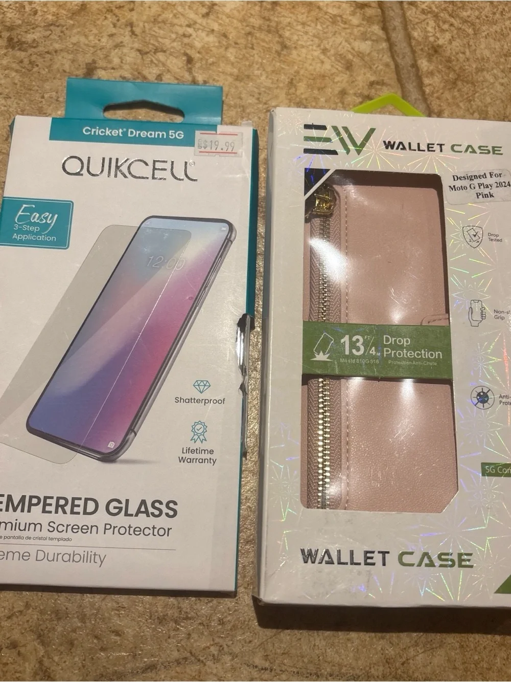 Set of 2 Wallet Case for Moto G Play 2021 - Pink tempered glass 5G